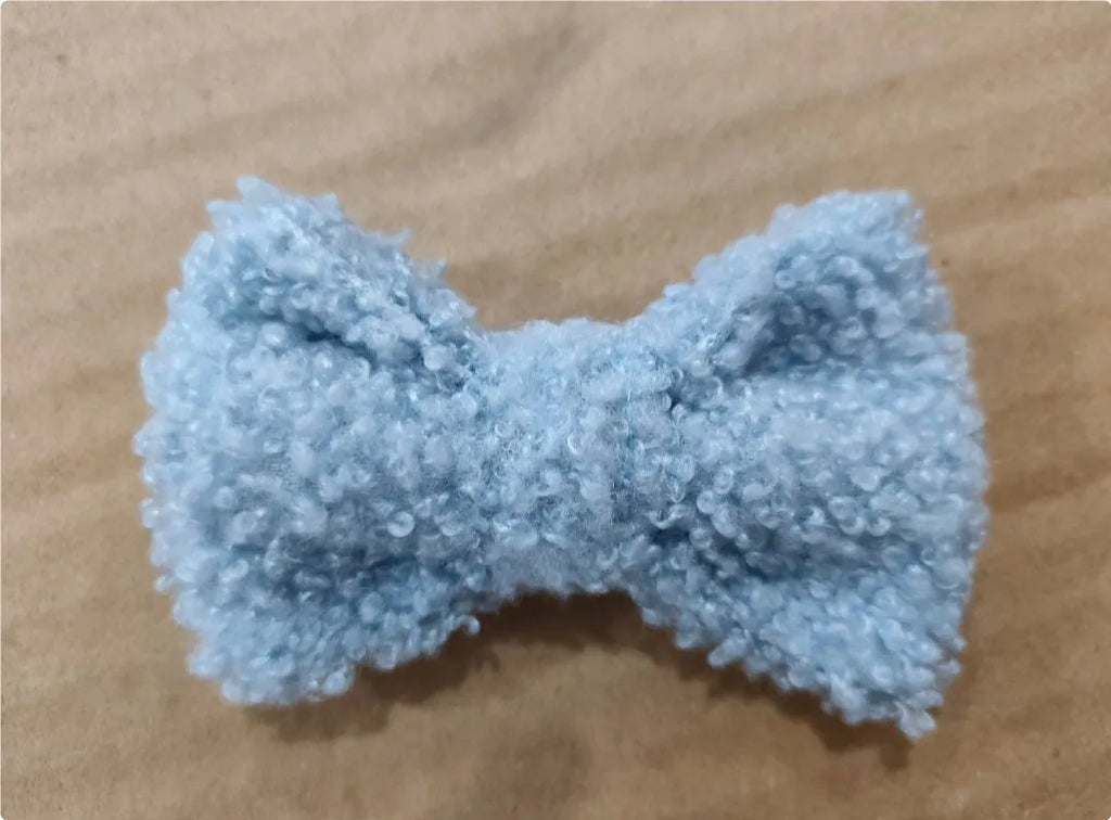 Teddy bow size S 75x50mm fabric hair bow in blue colour option