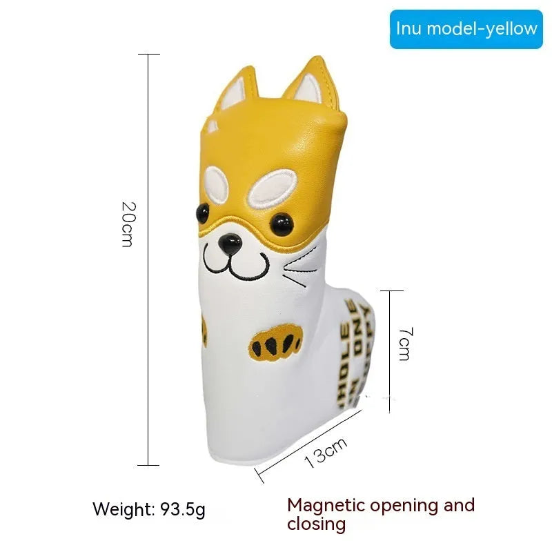 Golf straight bar putter sleeve in various novelty designs with PU waterproof exterior