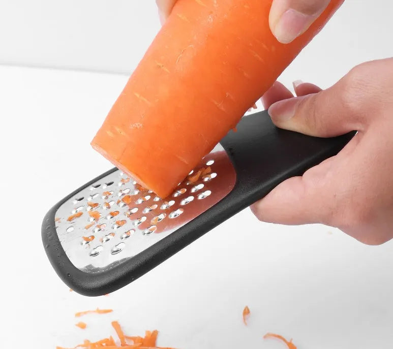 Six stackable kitchen gadgets with utility brush in modern design, made from PP plastic and stainless steel