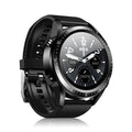 Black smart watch with silicone strap displaying blood pressure and oxygen data on a 1.28-inch screen.
