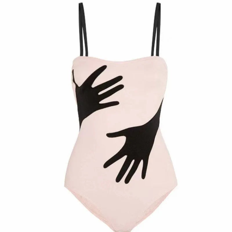 Women's one-piece bikini swimsuit in polyester with gauze skirt option, sizes S M L XL