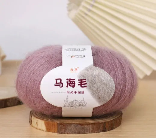 Mohair wool ball for DIY scarf kit with 34 colour options including white, grey, pink and blue