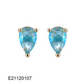 Brass gold-plated drop-shaped zircon earrings in candy colours with electroplating finish