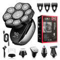Black 6-in-1 multifunctional hair clippers kit with multiple attachments including trimmer, shaver, and grooming tools