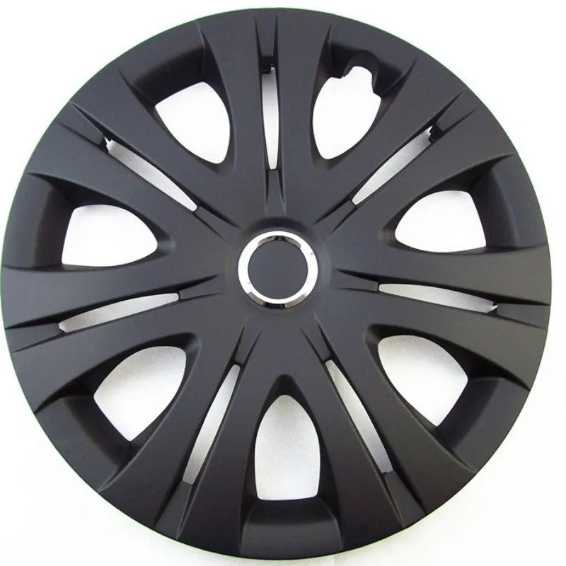 Universal ABS plastic wheel hub cover in monochrome electroplating finish shown from the front.
