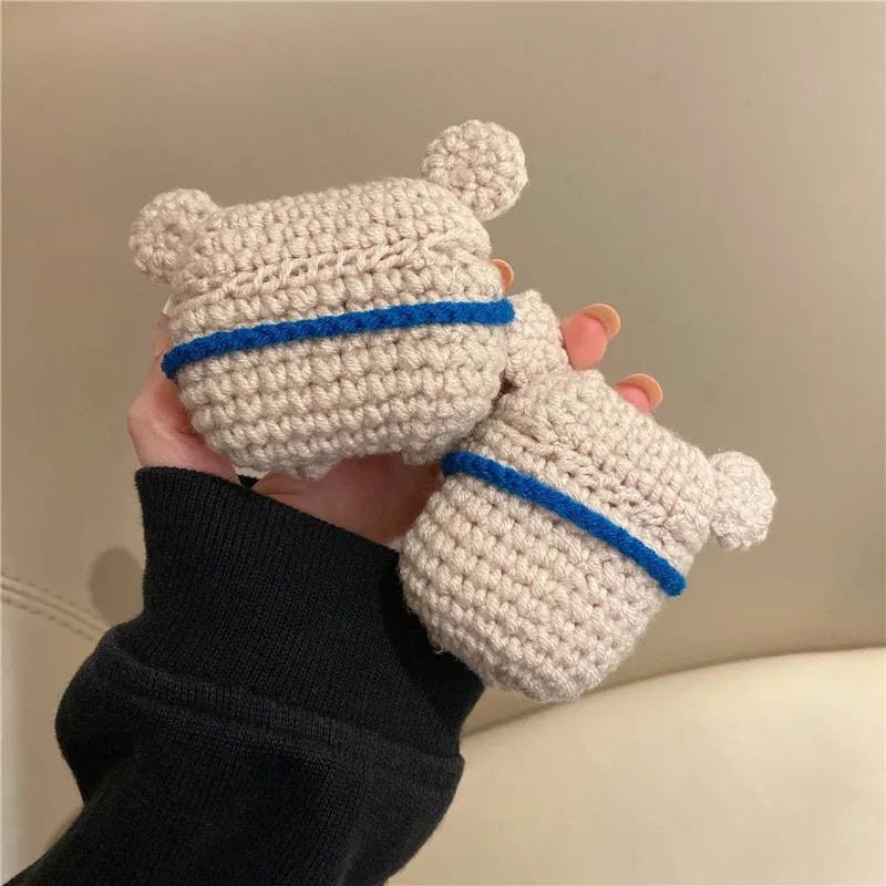 Hand-knitted koala bear backpack design AirPods protective cover for multiple Apple AirPods models