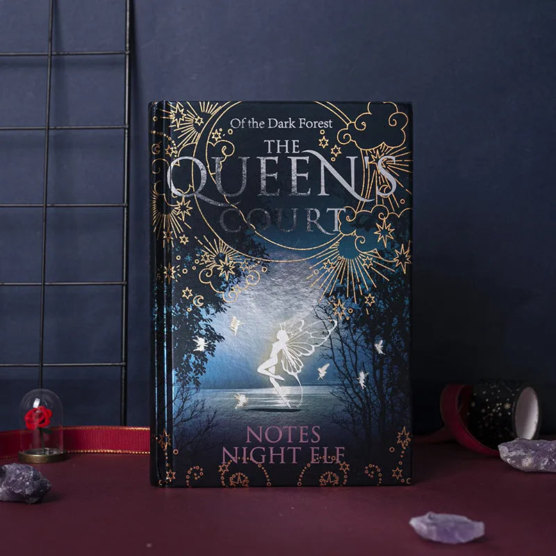 A5 luminous hardcover notebook with night elves design showing blue and purple colour options