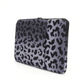 Leopard print laptop sleeve with anti-shock flannel lining for 13-inch and 14-inch devices