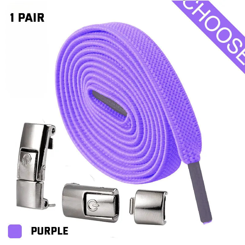 Press lock elastic shoelaces with 8mm widened flat design in various colours