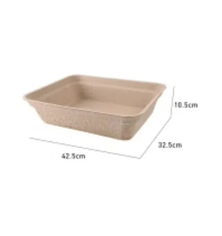 Brown disposable biodegradable cat litter box showing three size options with waterproof liner
