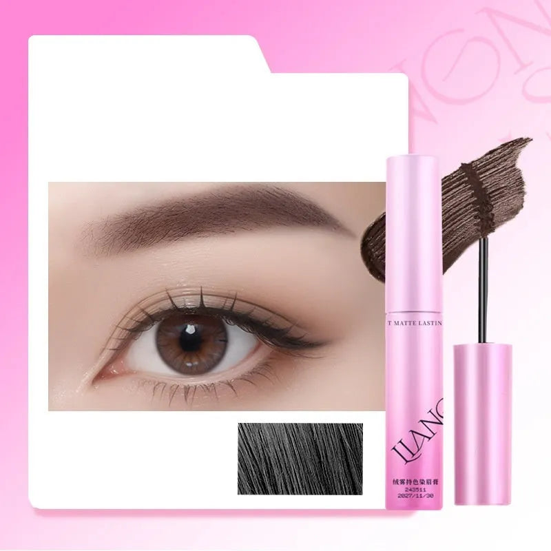 Velvet Fog eyebrow cream in packaging showing four colour options: coconut palm milk coffee, raw latte, coffee pink latte, and raw latte