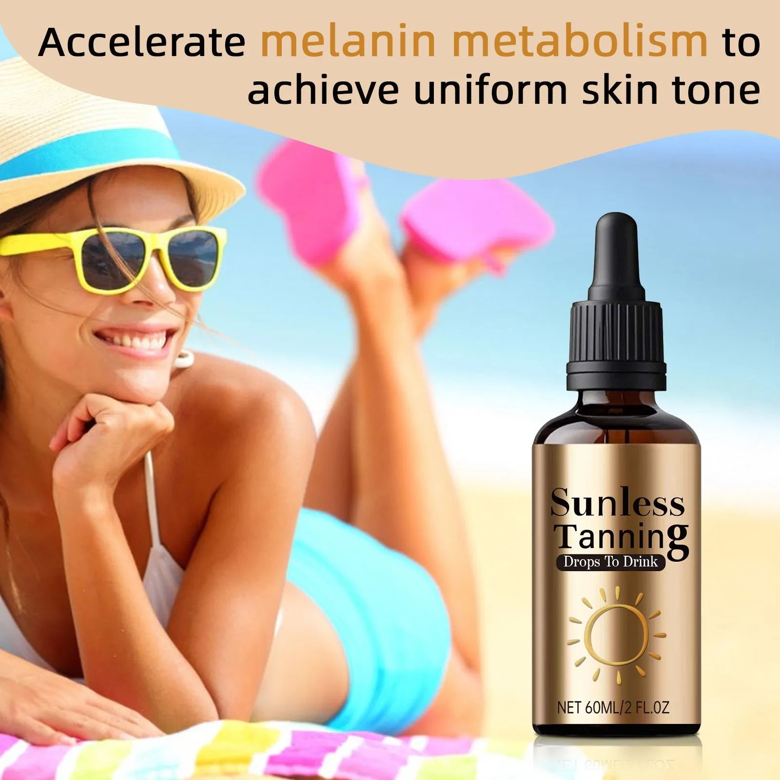 60ml bottle of black aid oral drops for outdoor skin protection with dropper applicator