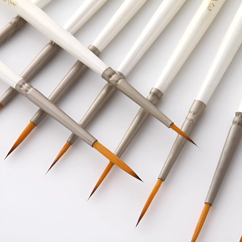 12 fluorescent art marker pens with nylon wool brush tips and solid wood holders for multi-medium painting