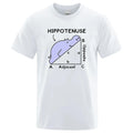 Cotton loose fit t-shirt with black 'Hippotenuse Opposite Adjacent' text print on chest.