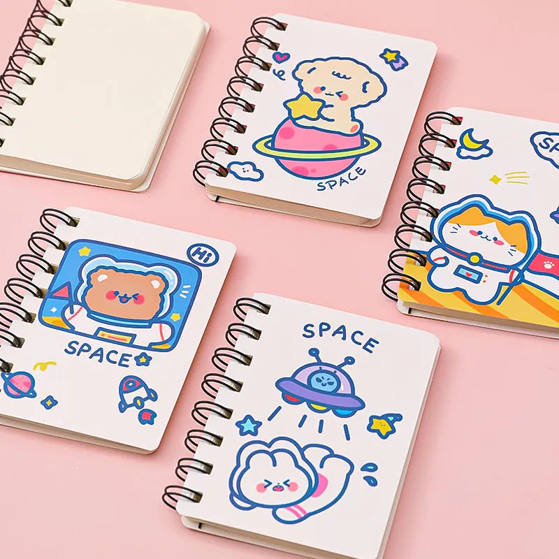 Astronaut Flipped pocket notebook showing 10.5x8cm size and choice of themed covers.