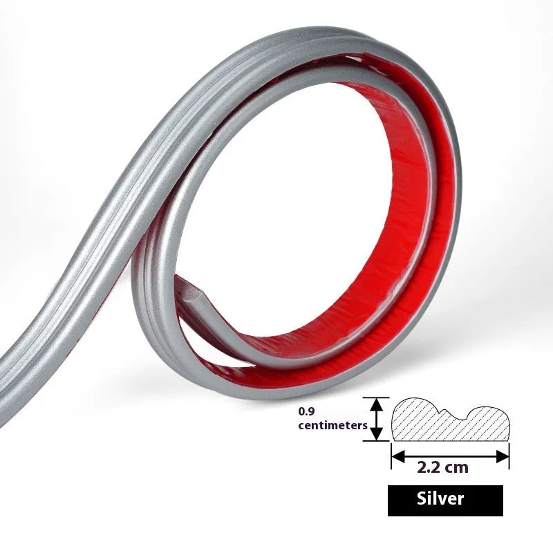 Flexible PVC wall shaping frame with self-adhesive backing shown in four colour options