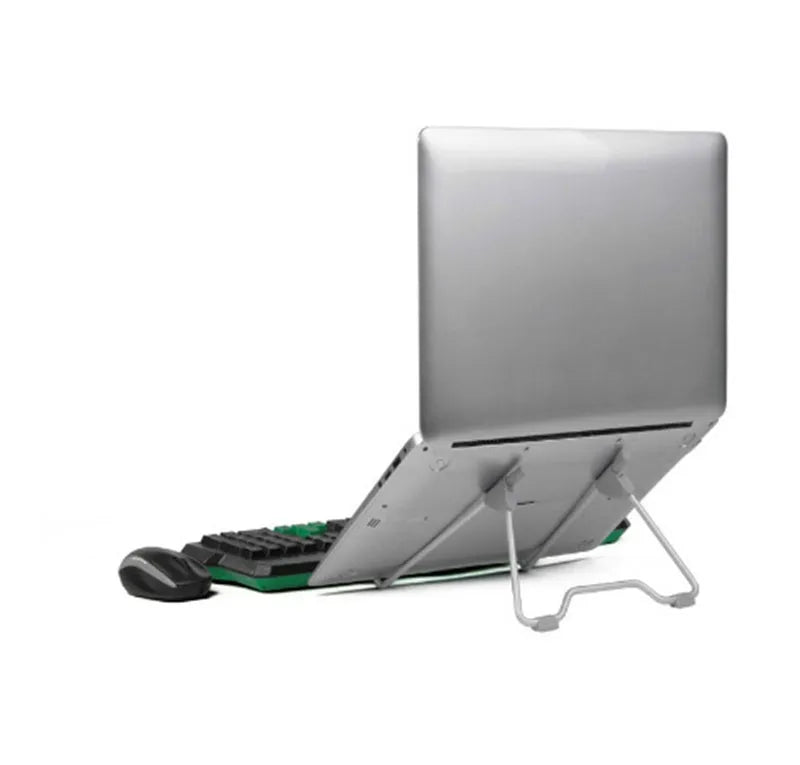 Grey aluminium alloy and engineering plastic foldable laptop and mobile phone stand with adjustable angles