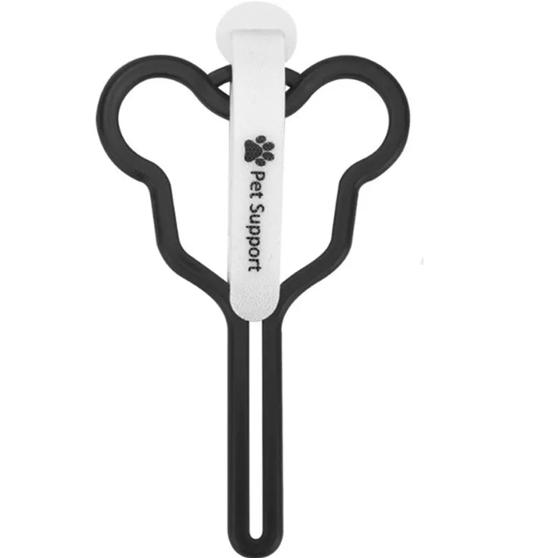 Dog poop bag holder with hands-free clip and adjustable Velcro strap in random colour selection