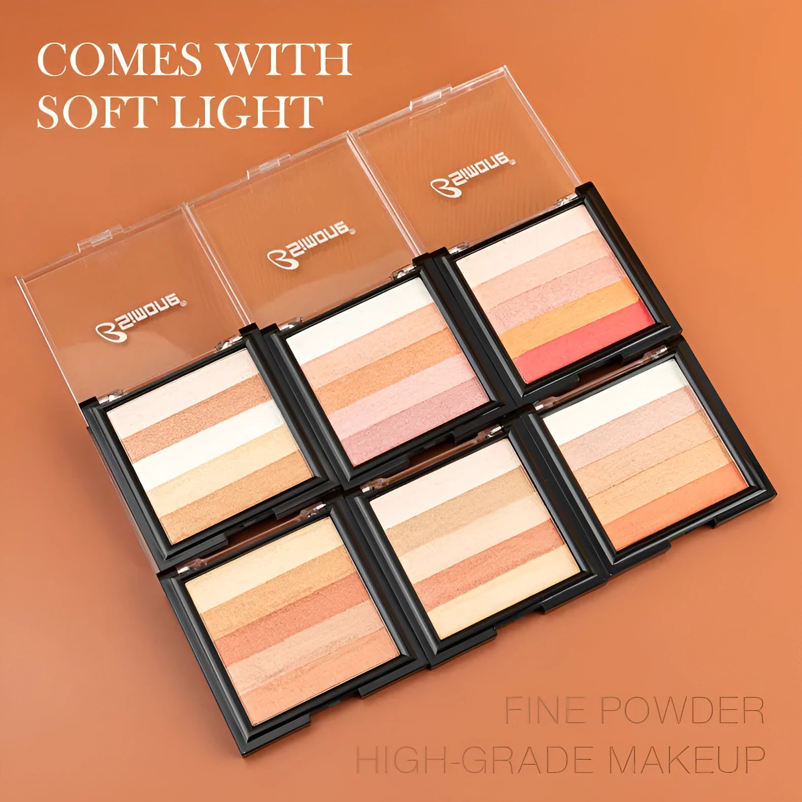 Highlight eye shadow palette with six colour variations for natural three-dimensional contouring effects