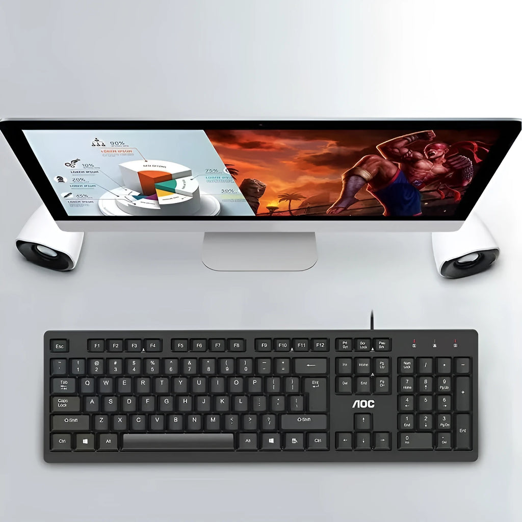 Black wired USB keyboard and mouse set KM160 with 1.5m cable and photoelectric 1000dpi mouse
