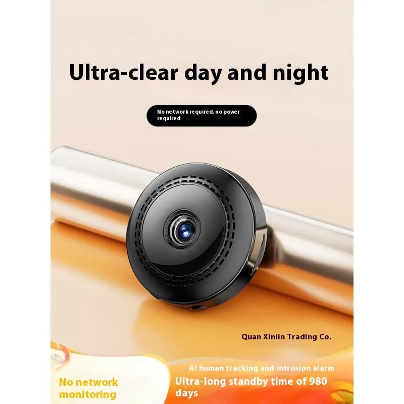 Wireless 360-degree rotating security camera with HD night vision on table