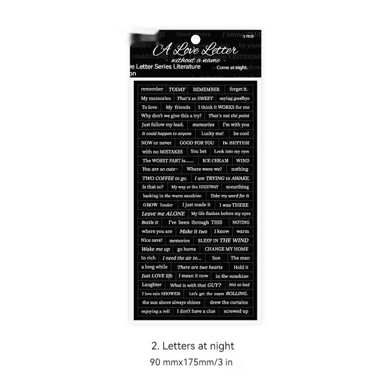 Ins style English quotation stickers in four colours measuring 90 by 175mm