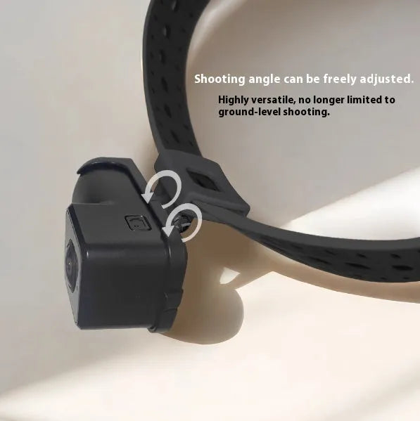 Black Wi-Fi camera neckband wireless recorder with compact design showing TYPE-C port