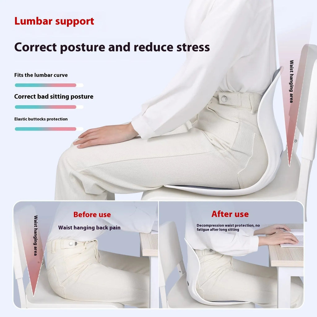 Japanese style waist support cushion in grey solid colour with lumbar contour design