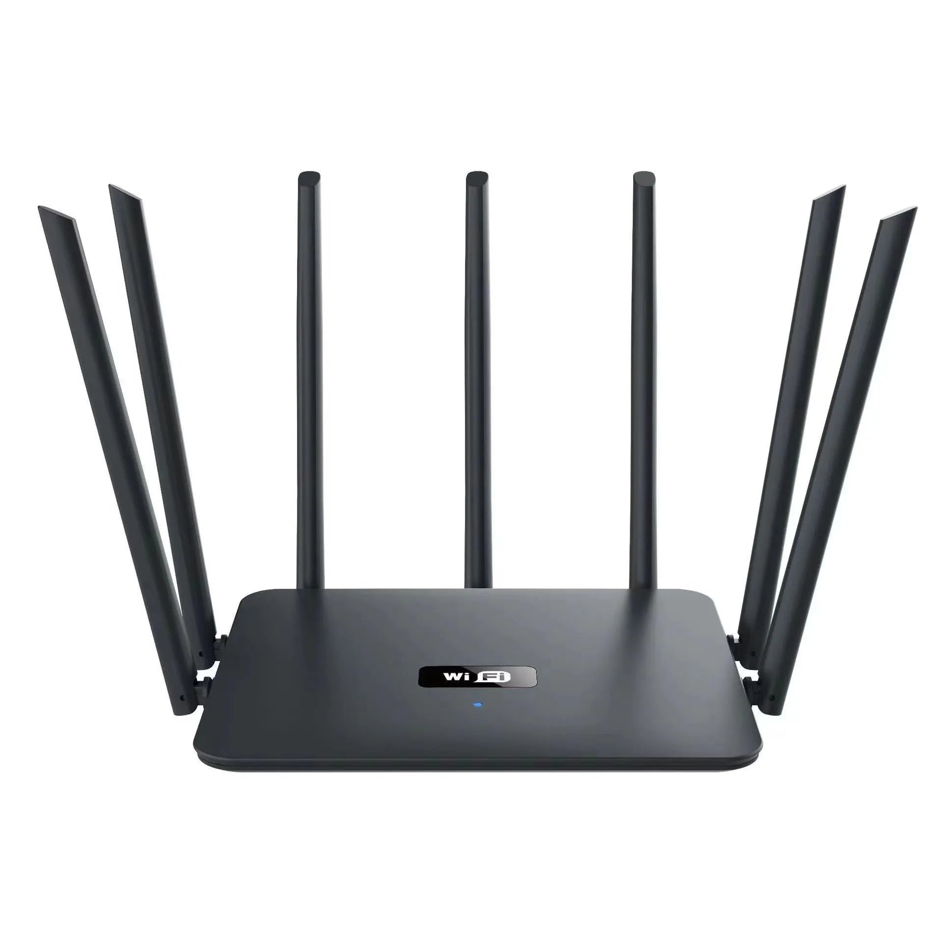 Black or white dual-band gigabit router with multiple antennas providing whole-home WiFi coverage through walls