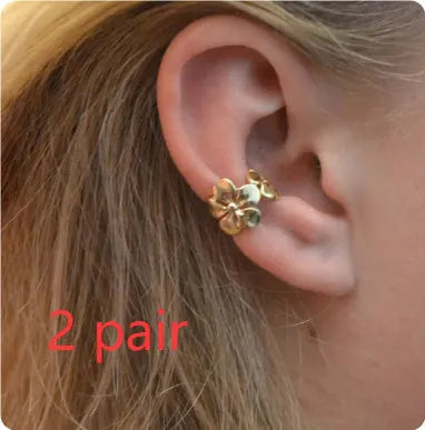 Gold starfish and scallop drop earrings with conch details on alloy hooks