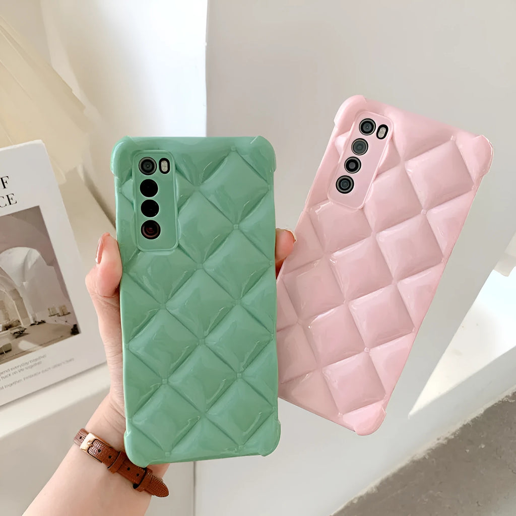 Silicone phone case for Huawei P30, P40, Mate40, and Nova9 models in black, green, pink, or white.