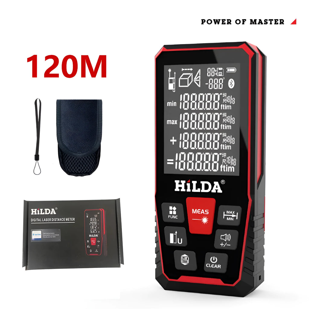 Laser rangefinder distance measuring tool with plastic housing for 100m or 120m maximum range measurement