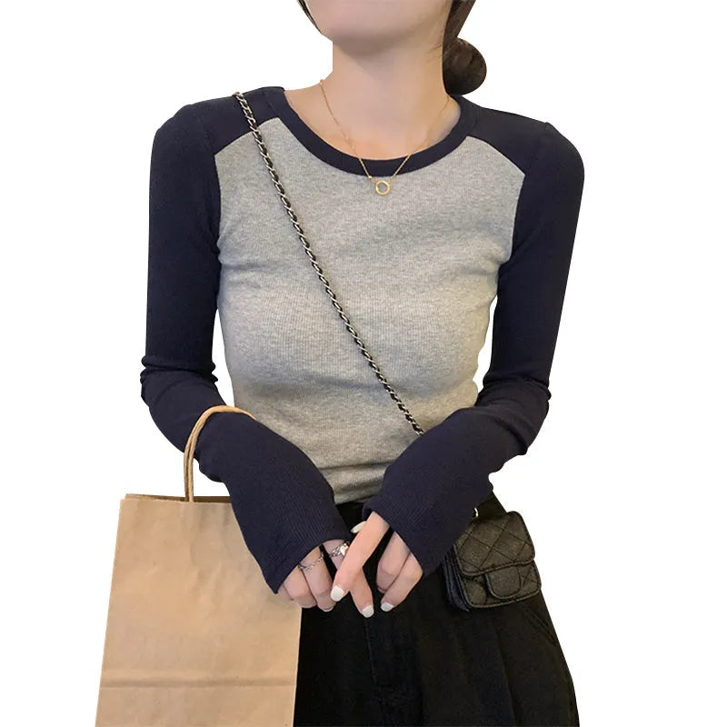 Women's slim fit viscose top with princess sleeves and embroidery detailing in dark blue colour