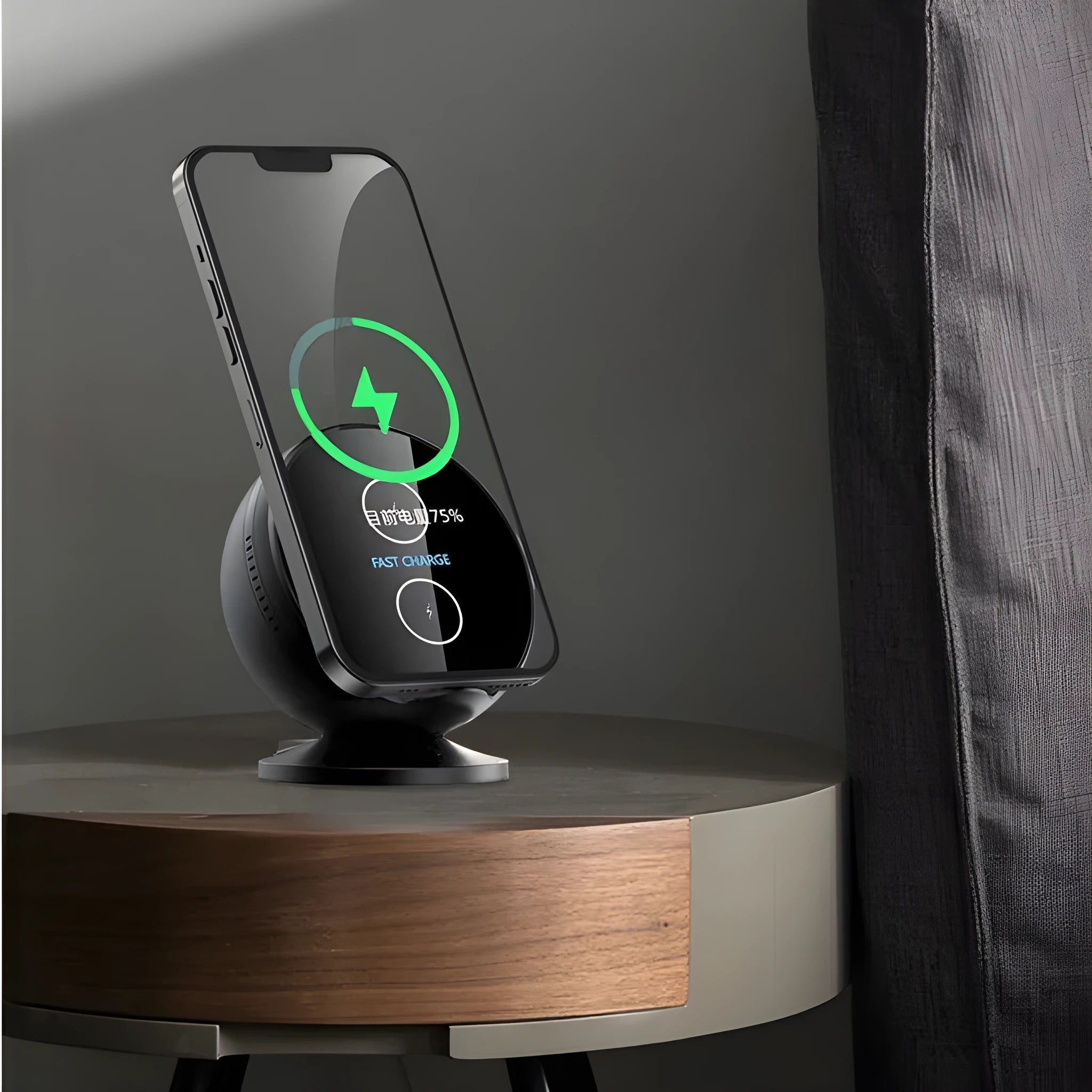 ABS plastic mobile phone wireless charger holder with Bluetooth speaker in black, blue, pink, or white colour