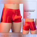 Men's elephant nose design boxer shorts in red with seamless nylon construction and mid waist fit