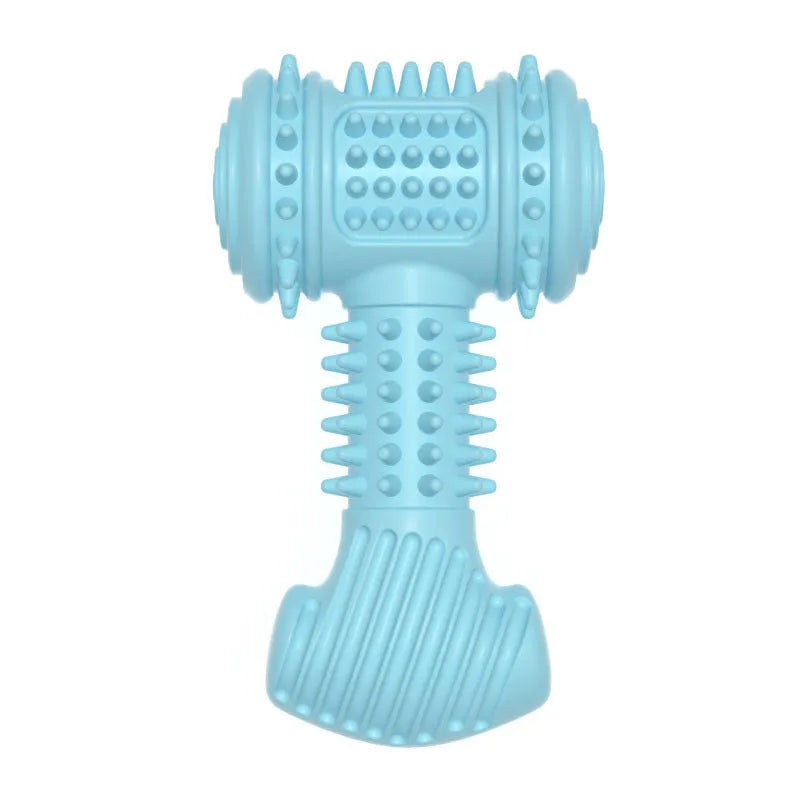 Blue TPR bone-shaped dog chew toy with raised dot texture for teeth cleaning
