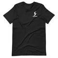 Black loose-fit short-sleeved cotton t-shirt on a hanger