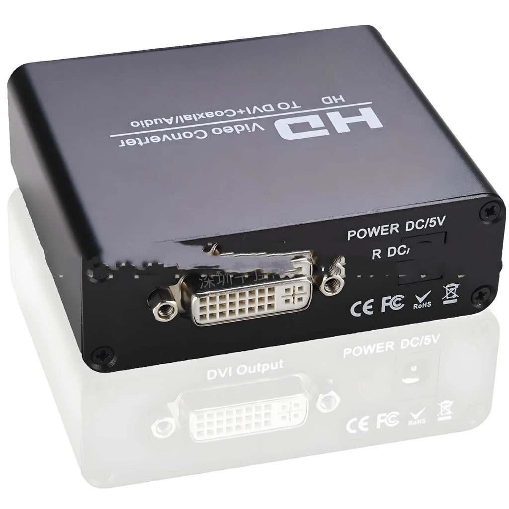 Black HDMI to DVI converter with coaxial audio output and 1.5m cable for safety monitors