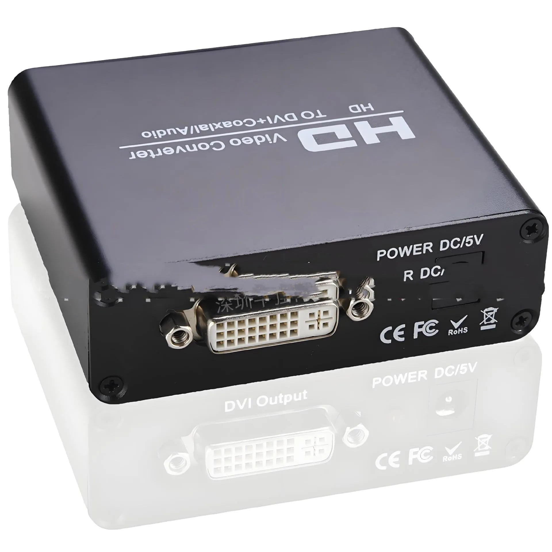 Black HDMI to DVI converter with coaxial audio output and 1.5m cable for safety monitors