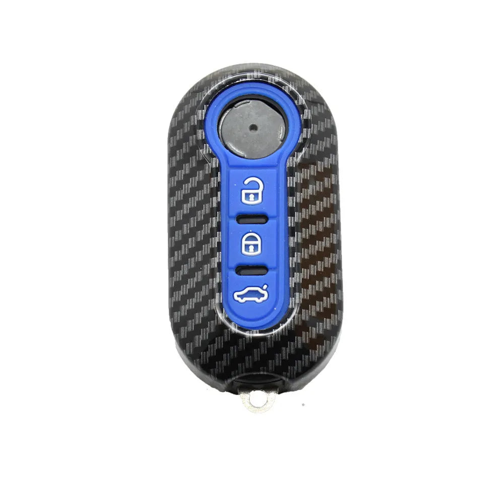 Fiat 500 Boyue Ottimo Viaggio car remote key case in ABS plastic showing black, dark blue, and red colour options