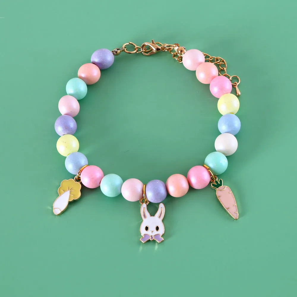 Colourful macaron-themed resin pet jewellery set with adjustable collar and bracelet for dogs and cats