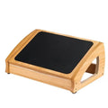 Wooden bamboo adjustable office desk footstool in natural wood colour