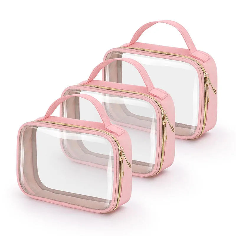 Transparent PVC lipstick storage wash bag with detachable chain in 7.85 inch size