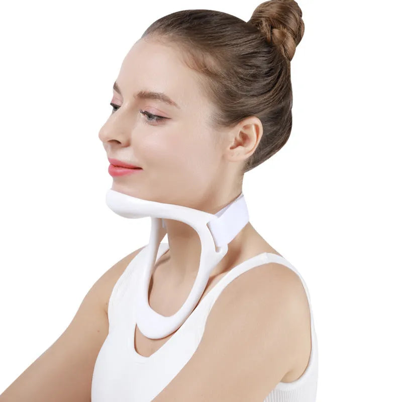 White PP plastic neck brace for shoulder and cervical spine support.
