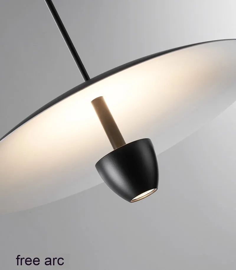 Black modern minimalist ceiling chandelier with 400mm diameter and warm white lighting