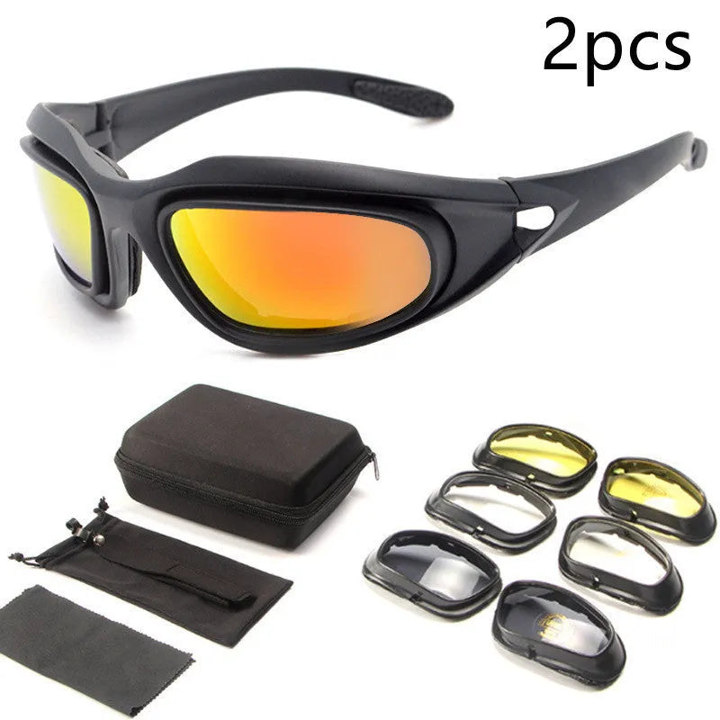 Tactical polarized sunglasses with full rim frame design for outdoor cycling and sports