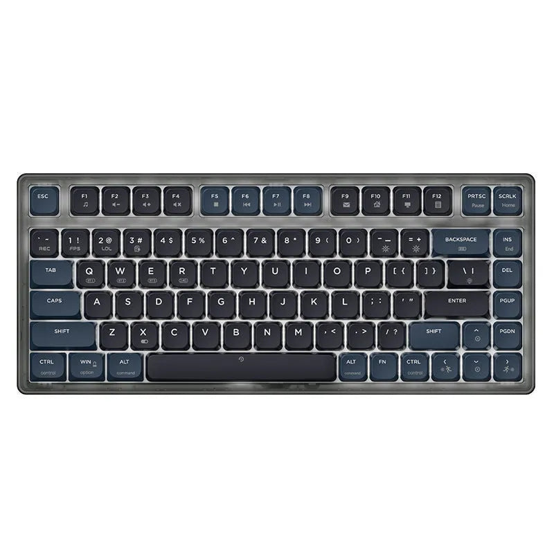 AJAZZ AK832PRO mechanical keyboard with colour screen showing settings display
