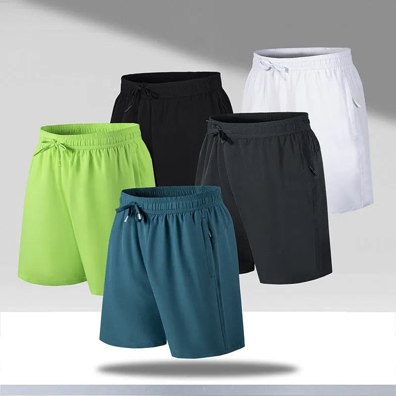 Men's loose fit quick-drying polyester sports shorts in various colours