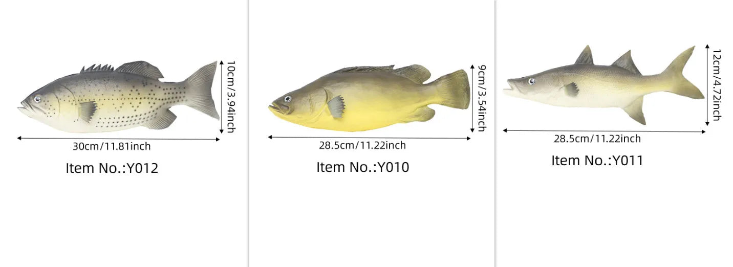 PU simulated fish ornament models including yellow-fin tuna and small tuna for aquarium decoration