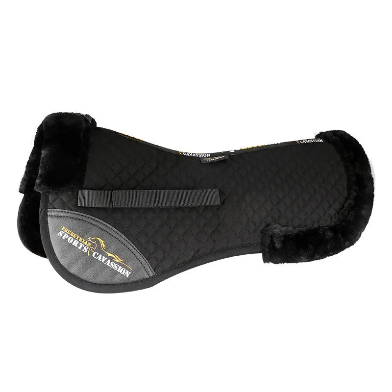 Riding shock absorption balance wool pad in black colour for equestrian and cycling waist protection